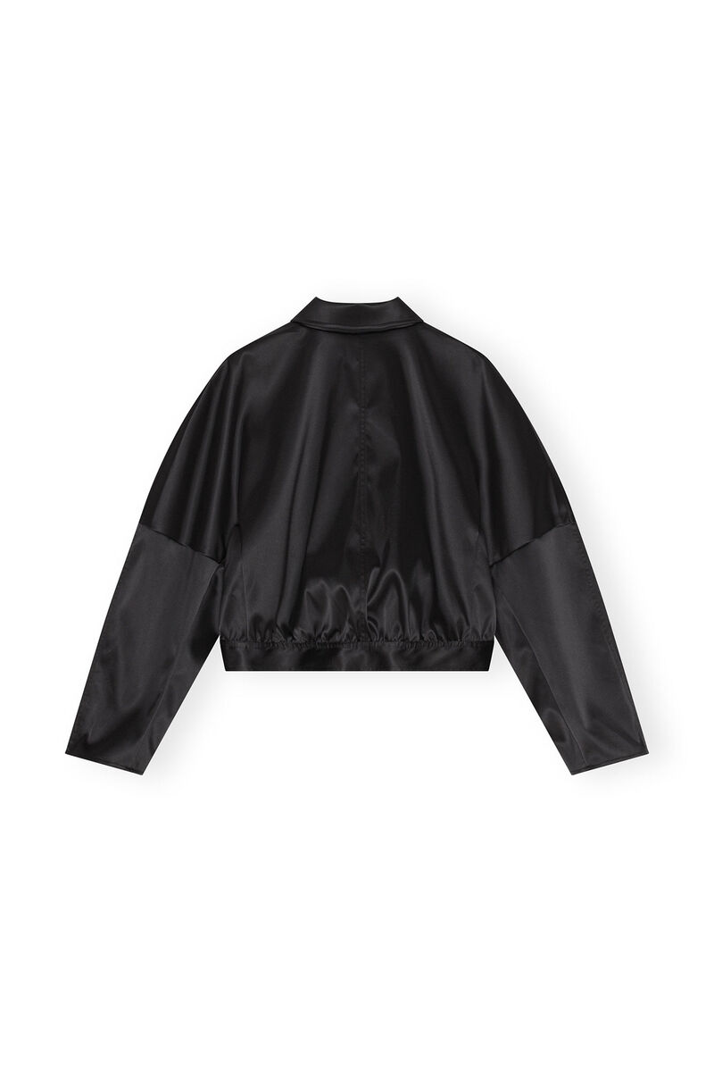 Double Satin Short Jacket, Elastane, in colour Black - 2 - GANNI