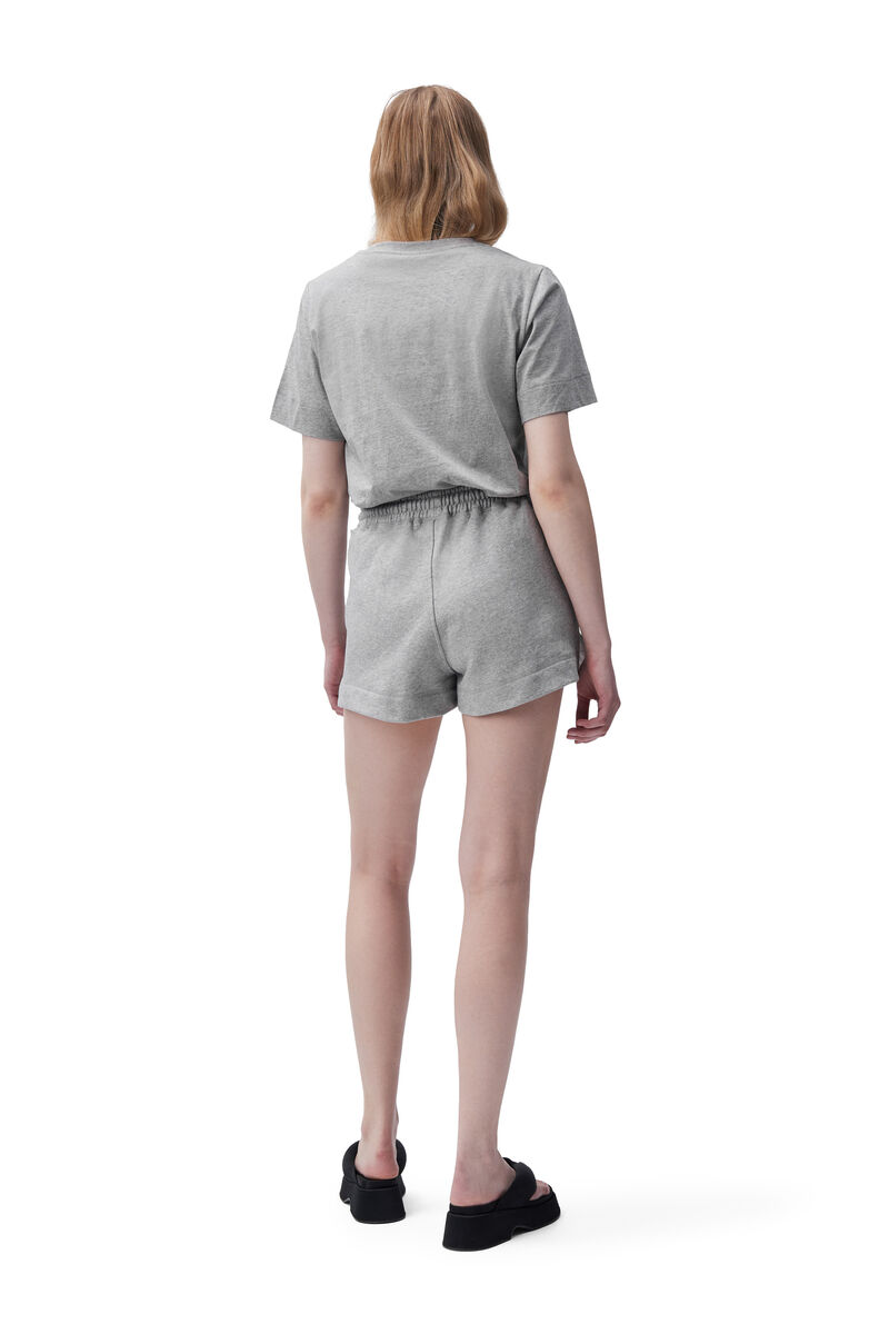 Drawstring Shorts, Cotton, in colour Paloma Melange - 2 - GANNI