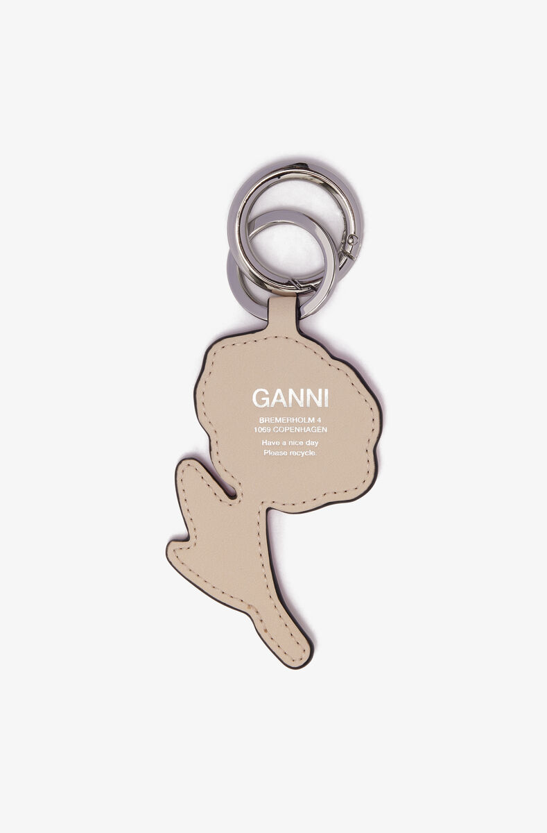 Rose Keyring, Polyester, in colour Egret - 2 - GANNI