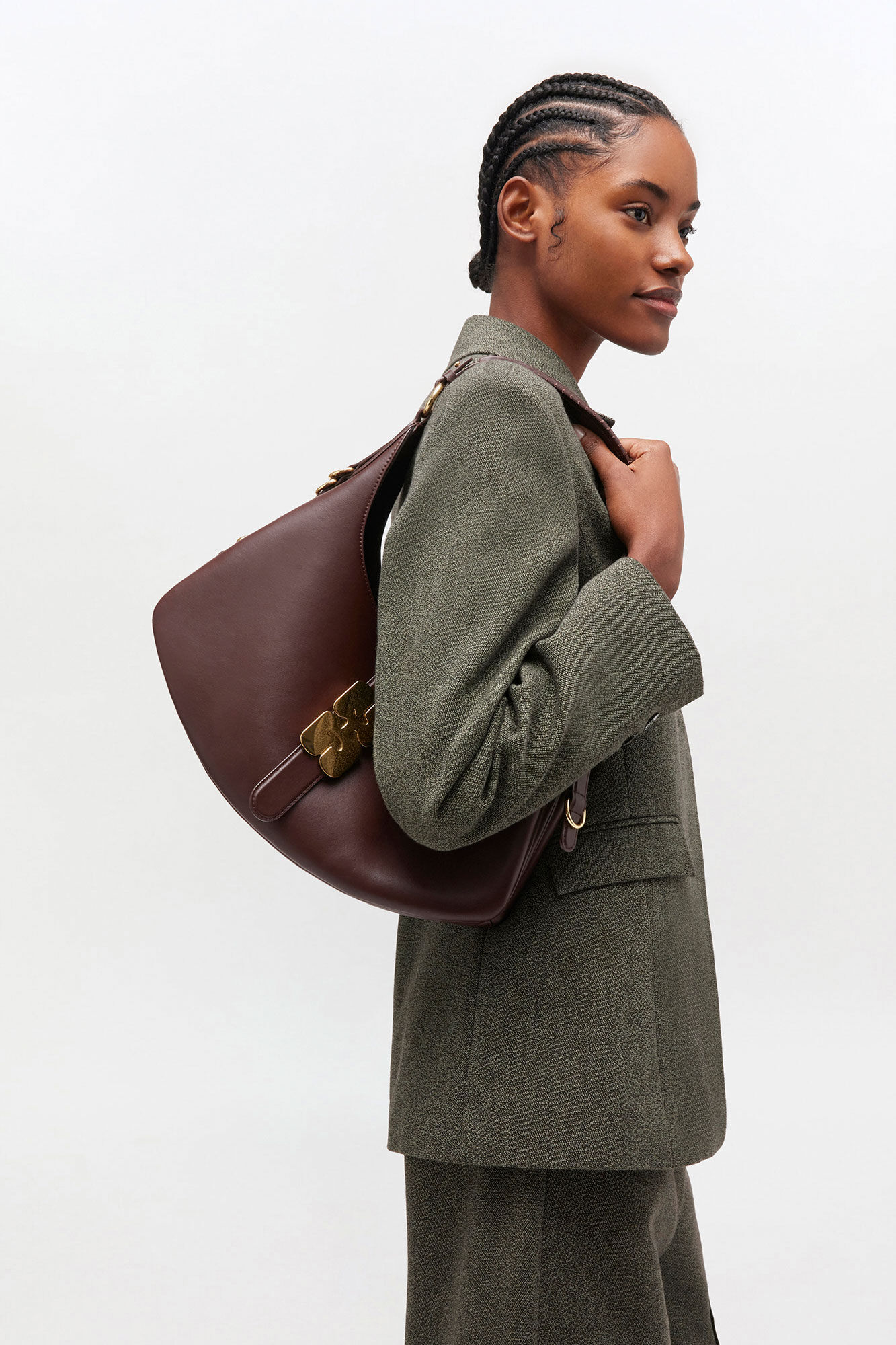 GANNI フラワープリント ショルダーバッグ Chicory Coffee Brown Small Kat Bag | GANNI US