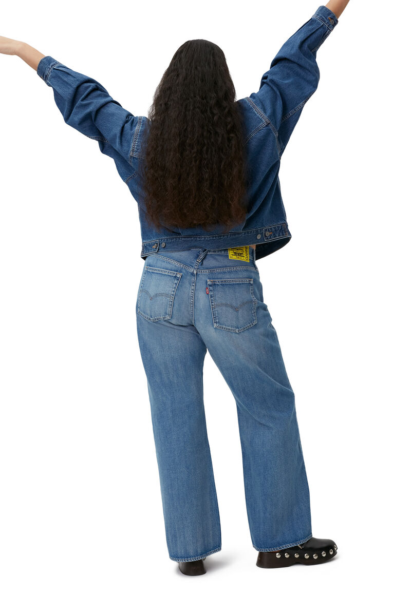 Baggy Bootcut Jeans, in colour Light Indigo - 7 - GANNI