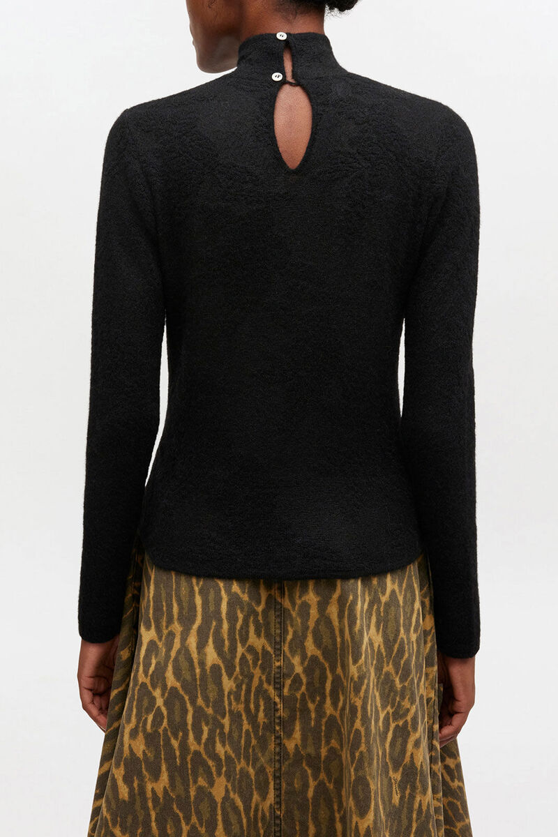 Sheer Turtleneck, Alpaca, in colour Black - 3 - GANNI