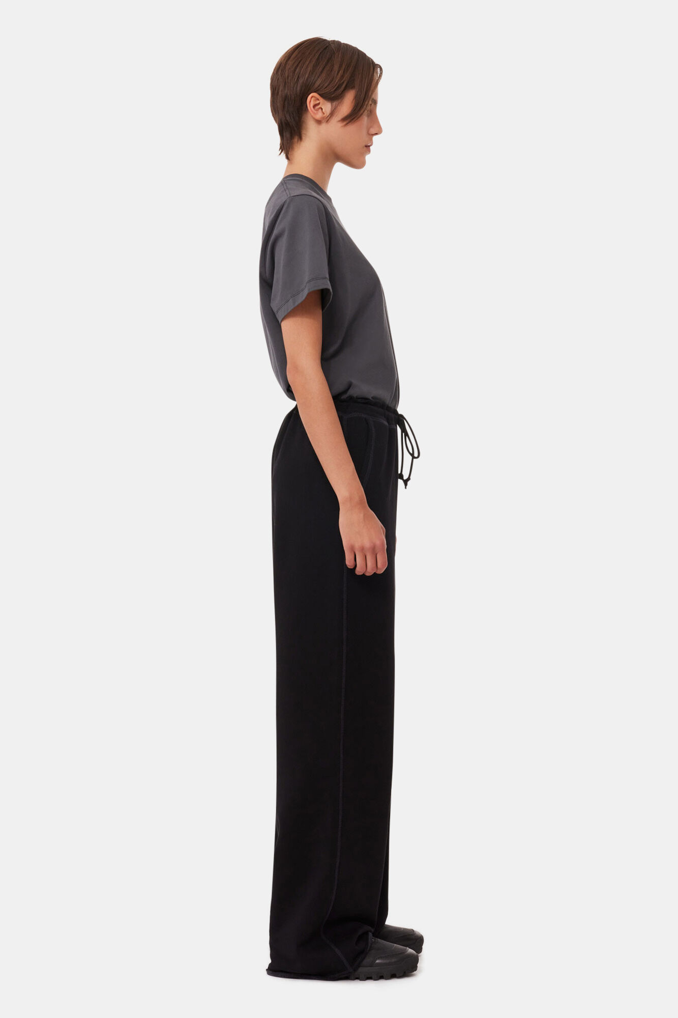Black Light Isoli Wide Leg Trousers, Cotton, in colour Black - 3 - GANNI