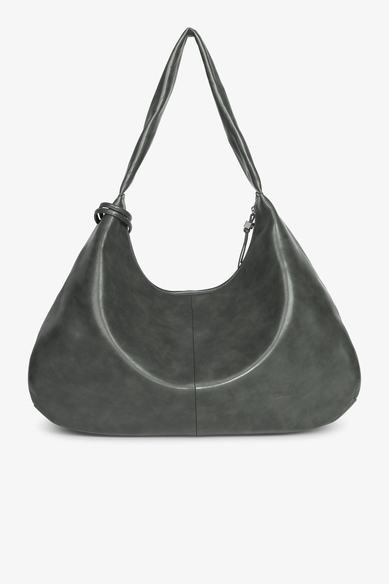 Steal Grey XXL Hobo Bag, Lyocell, in colour Steal Grey - 3 - GANNI