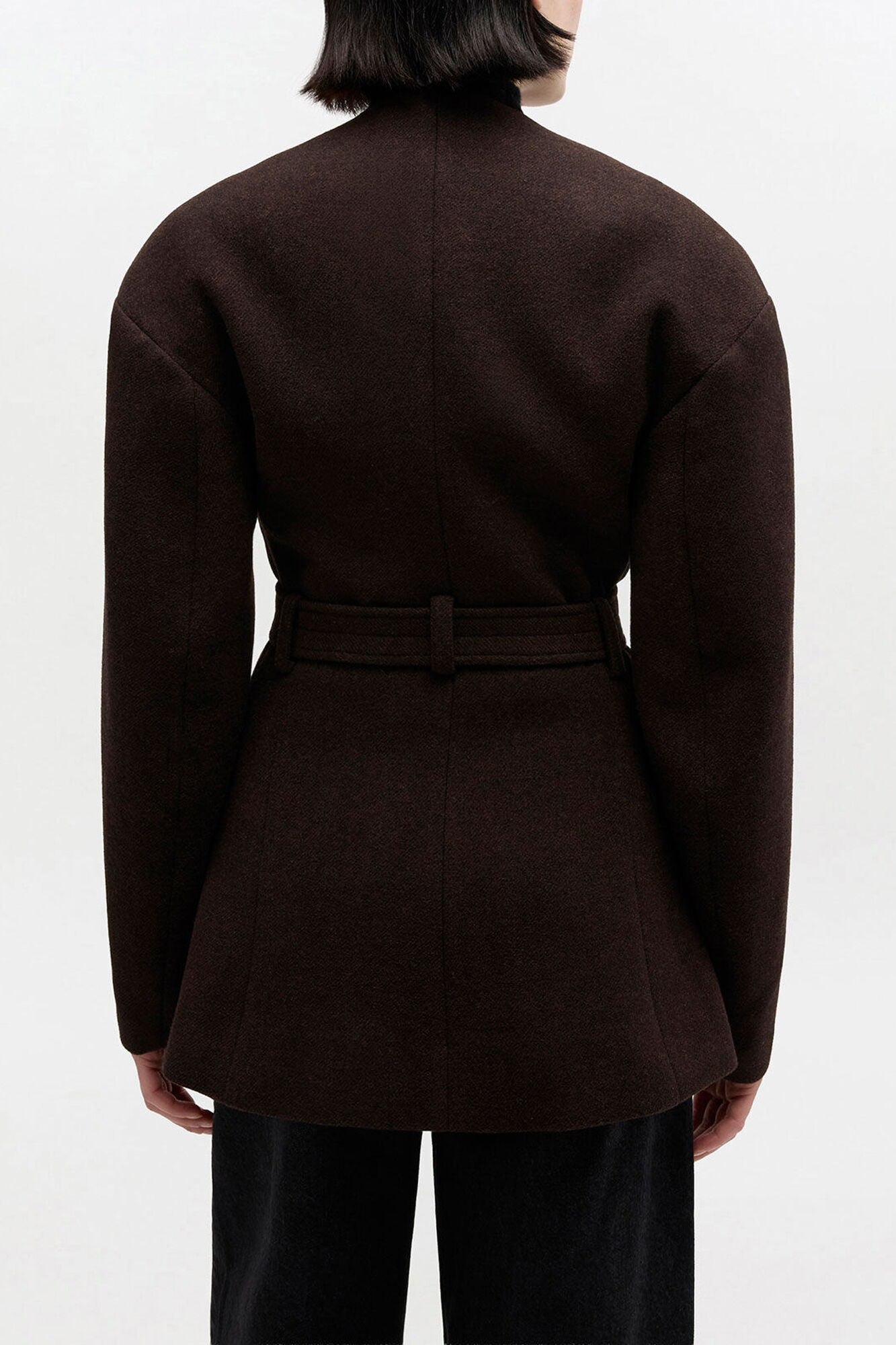 Brown Wool Jacket, Cashmere, in colour Demitasse - 3 - GANNI