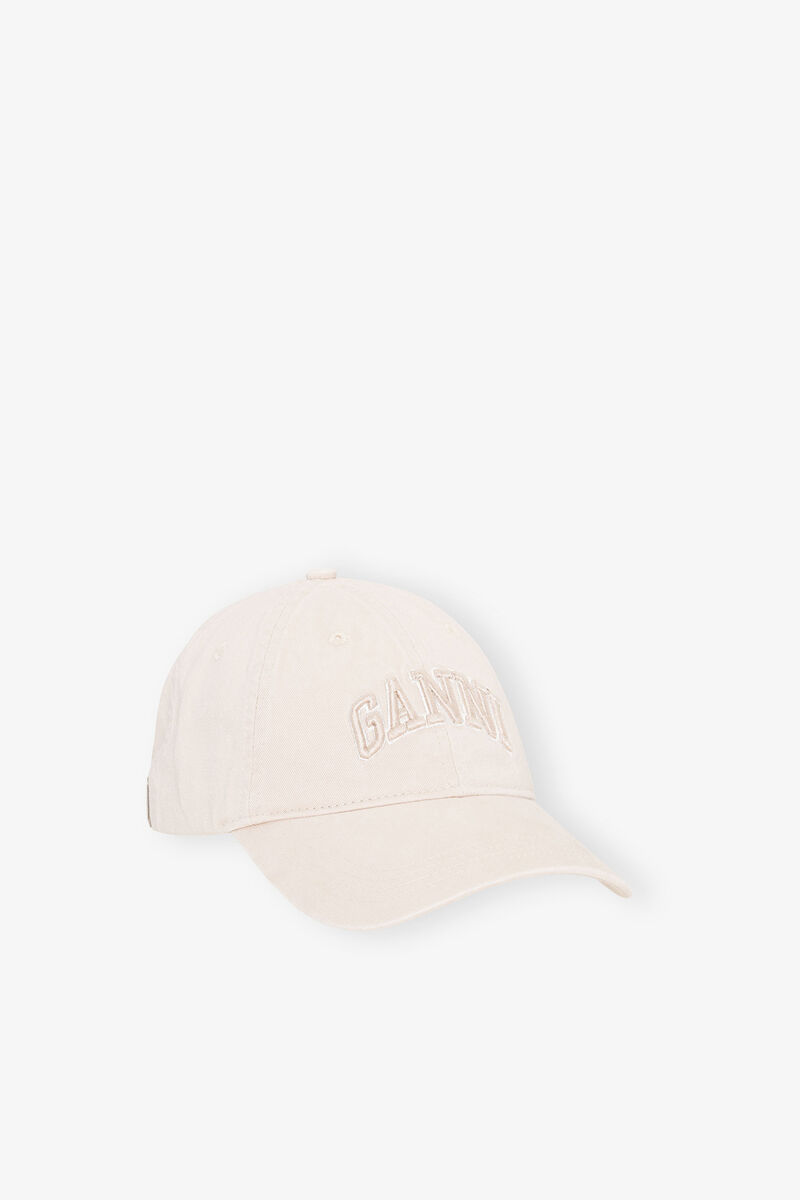 Ivory Canvas Cap, Organic Cotton, in colour Egret - 1 - GANNI
