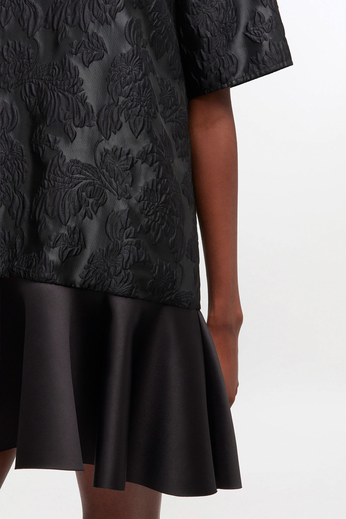 Satin Cloque Mini Dress, in colour Jet Black - 3 - GANNI