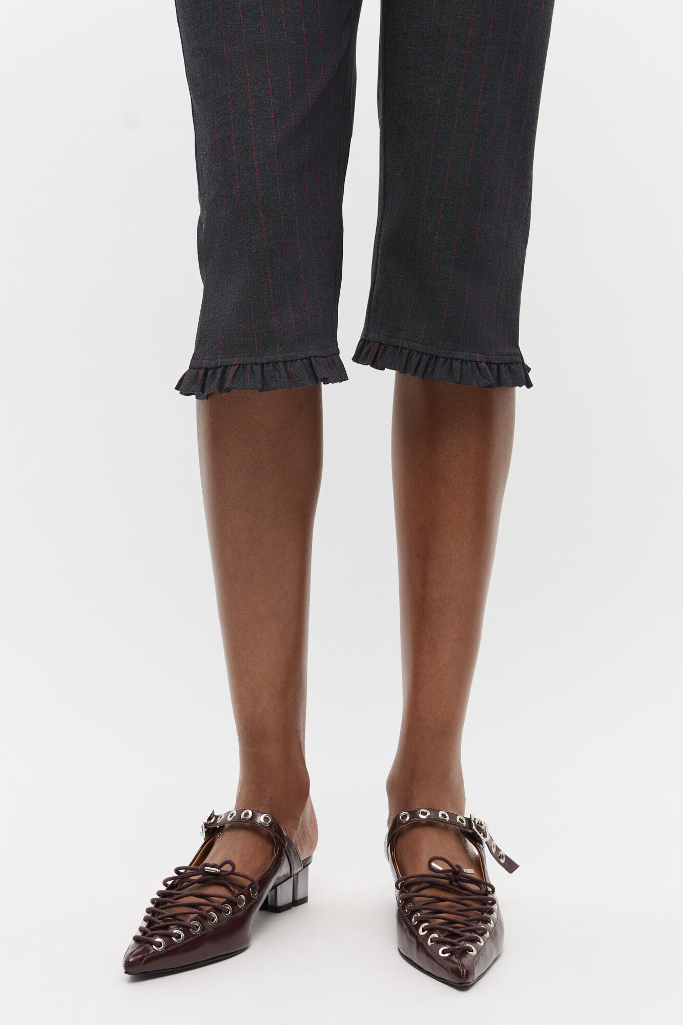 Lace-Up Mules in Brown Oleatex, Oleatex&trade;, in colour Tawny Port - 2 - GANNI