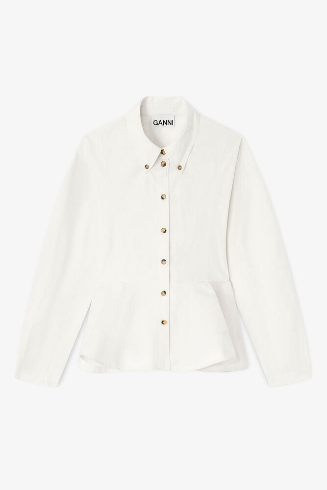 Ivory Peplum Shirt, Egret