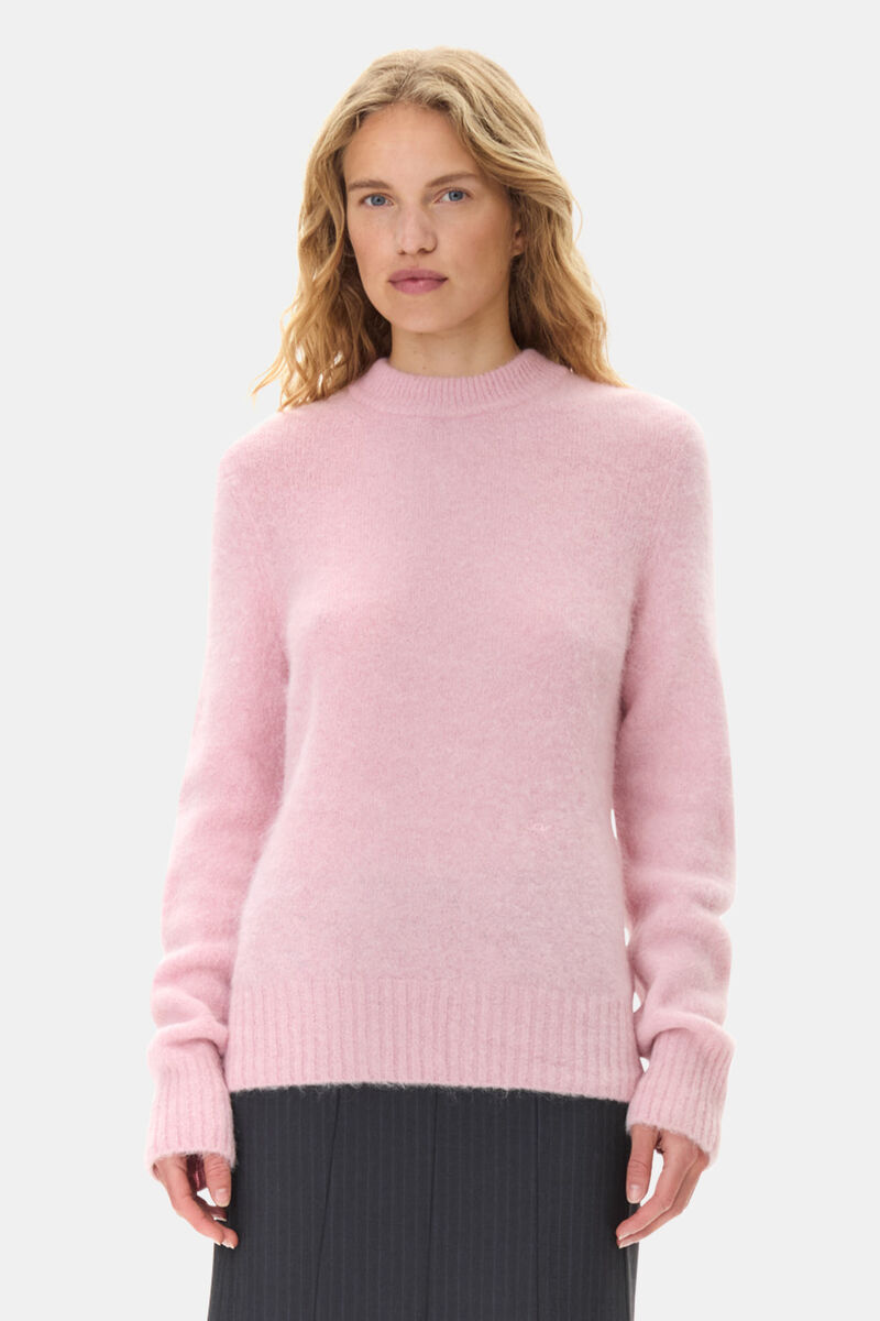 Pink Jumper, Alpaca, in colour Chalk Pink - 2 - GANNI