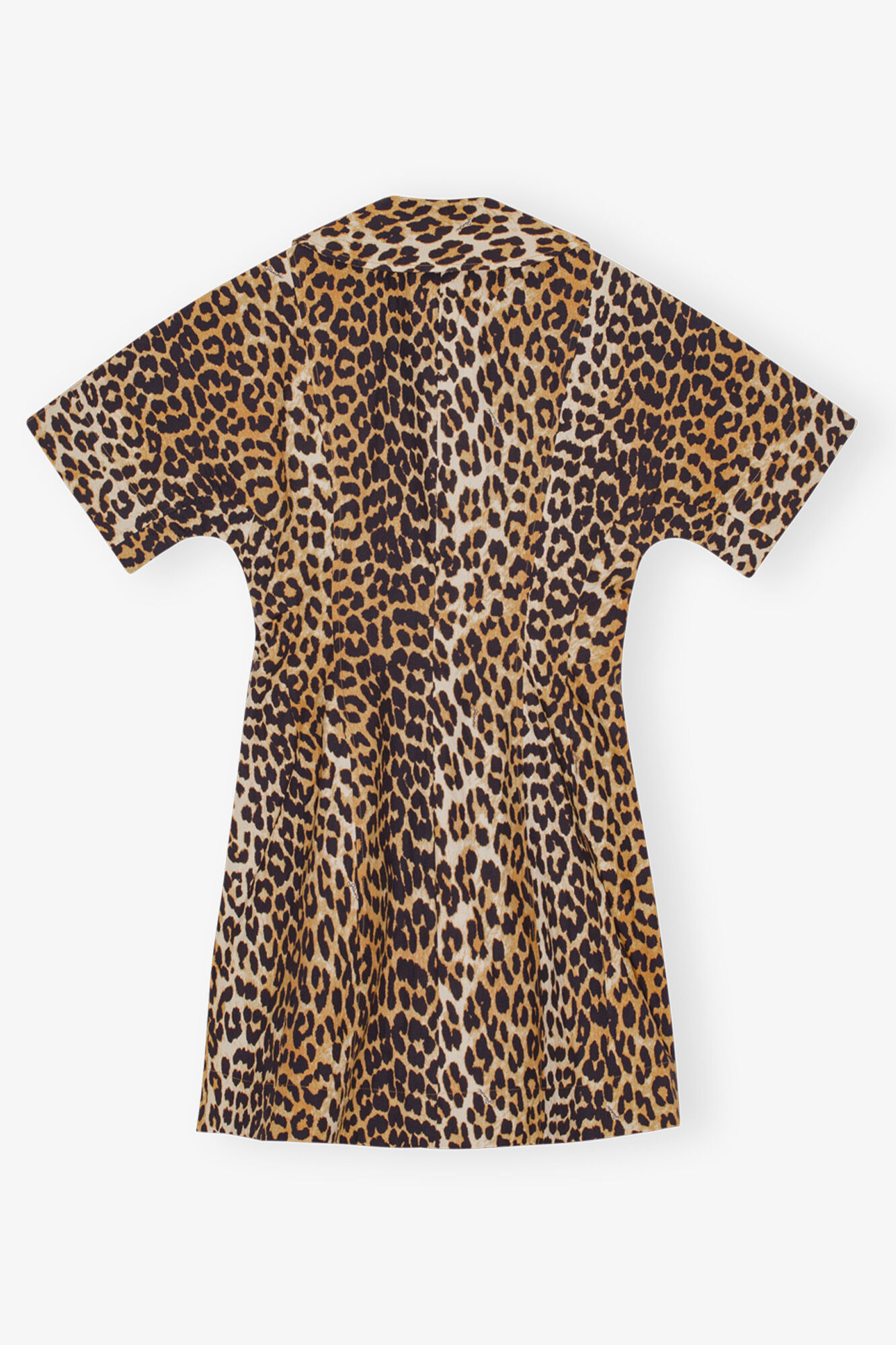 Leopard Printed Cotton Wrap Mini Dress, Cotton, in colour Leopard - 2 - GANNI