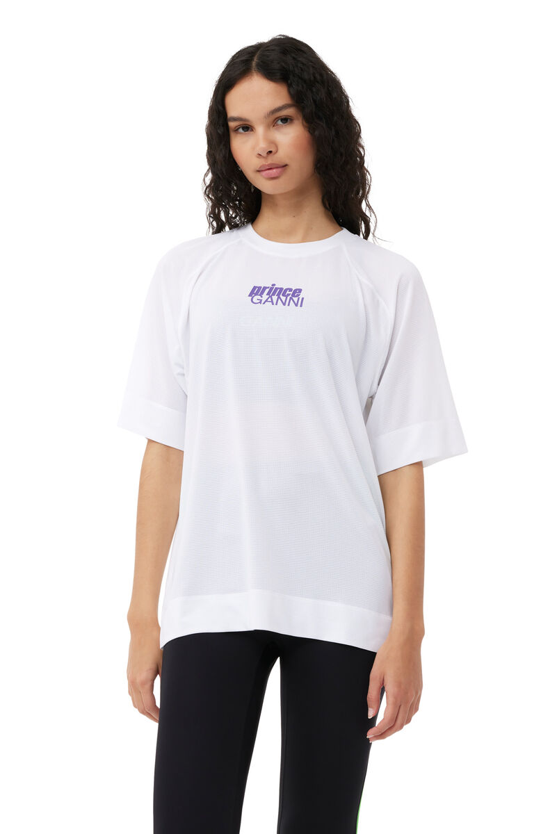 GANNI X Prince Active Mesh T-shirt, Elastane, in colour Bright White - 4 - GANNI