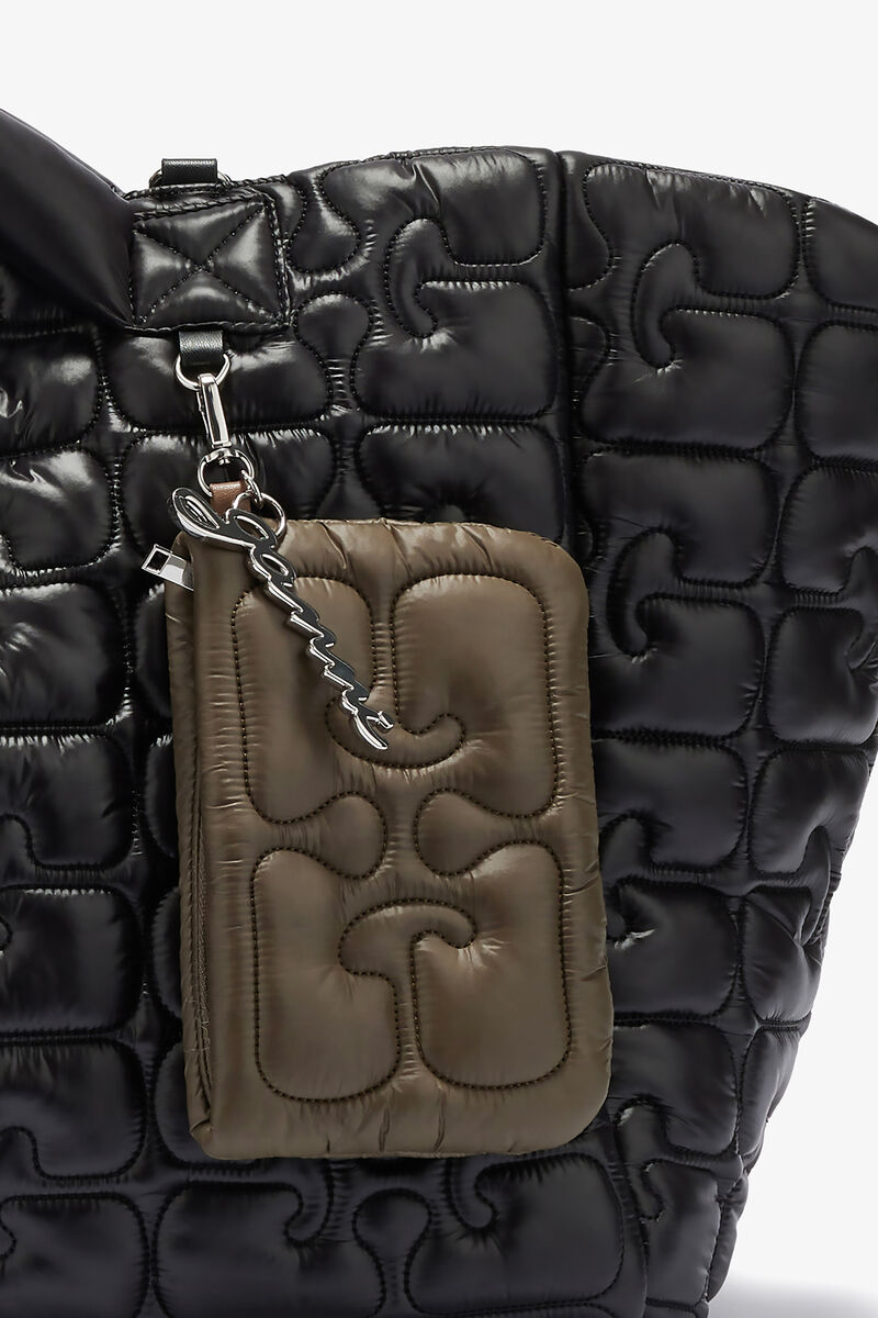 Quilted Re-Tech Pouch, Recycled Polyamide, in colour Kalamata - 3 - GANNI