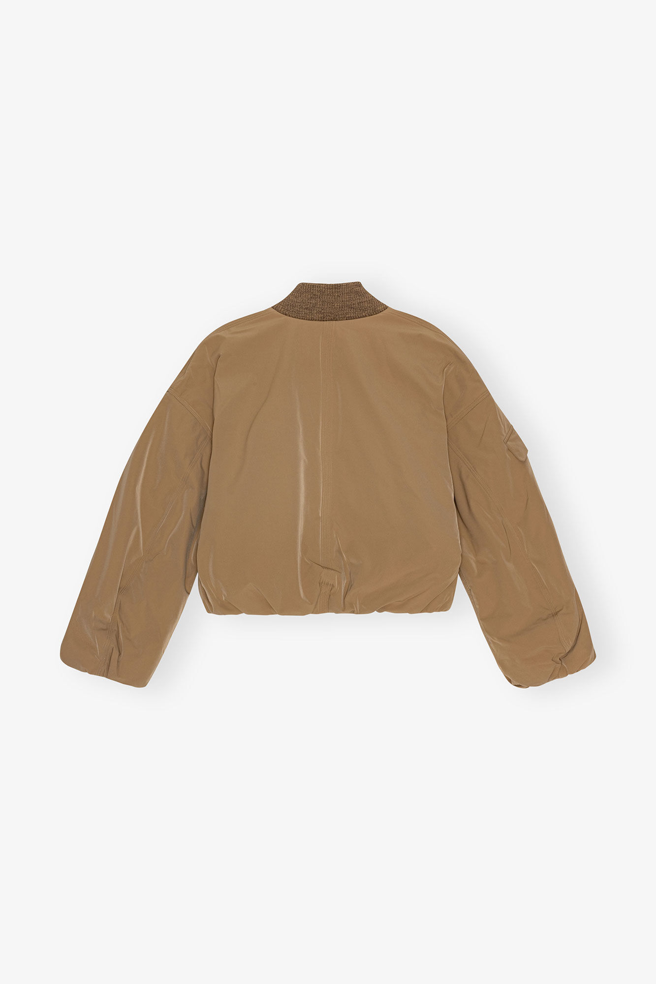 Brown Light Twill Oversized Short Bomberjakke, Recycled Polyester, in colour Tiger's Eye - 2 - GANNI