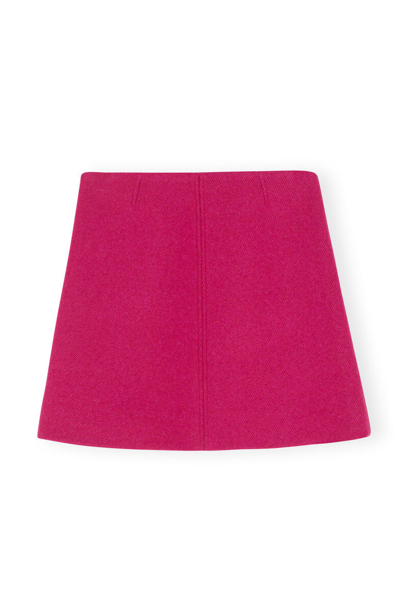 Wool Mini Skirt, Polyamide, in colour Fiery Red - 2 - GANNI