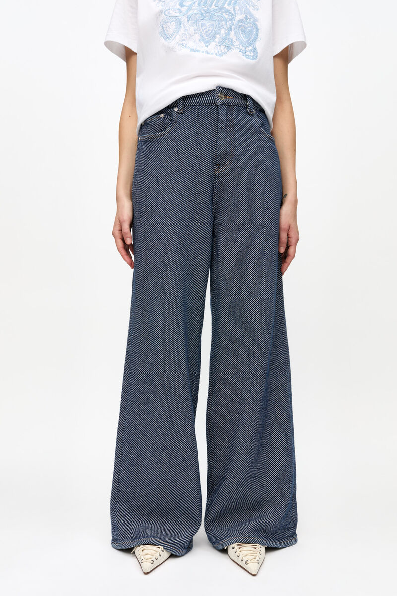 Blue Twill Marri Jeans, Organic Cotton, in colour Rinse - 2 - GANNI