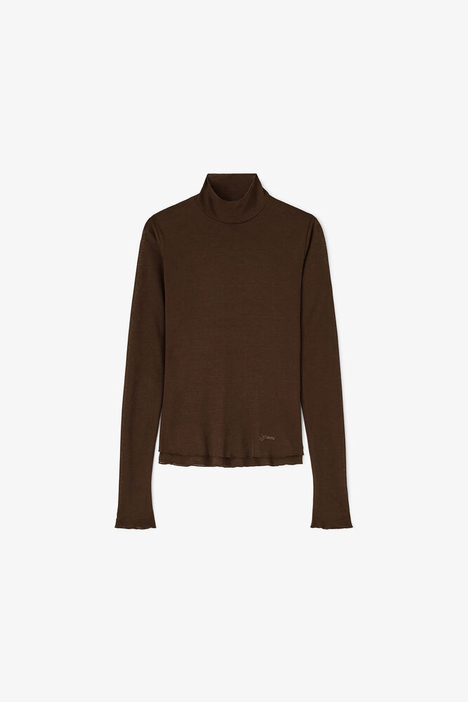 Turtleneck in Marl Mesh, Demitasse