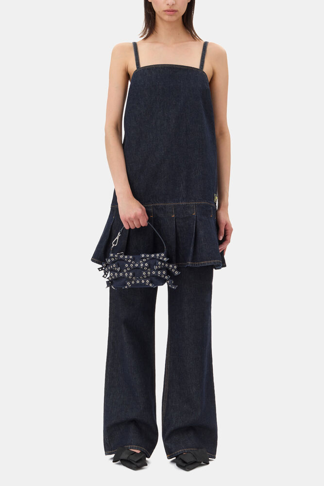 Denim Strap Mini Dress, Rinse