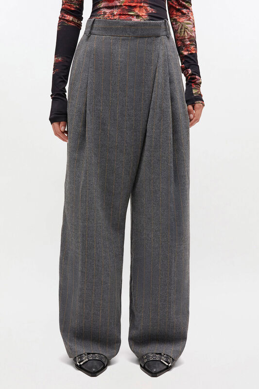 Trousers In Grey Stripe Cross-Over