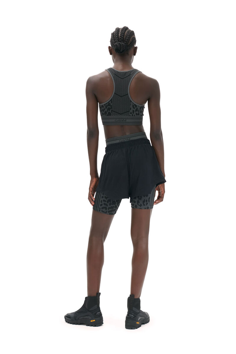 Active Mesh Shorts, Elastane, in colour Black - 2 - GANNI