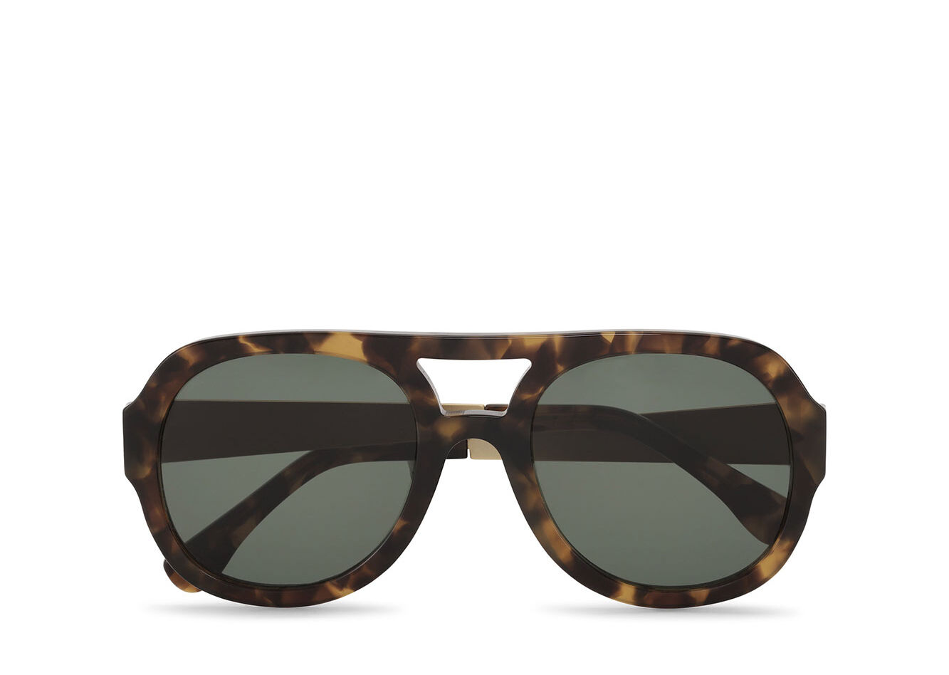Chunky Aviator Sunglasses, Acetate, in colour Black/Tobacco Brown - 1 - GANNI