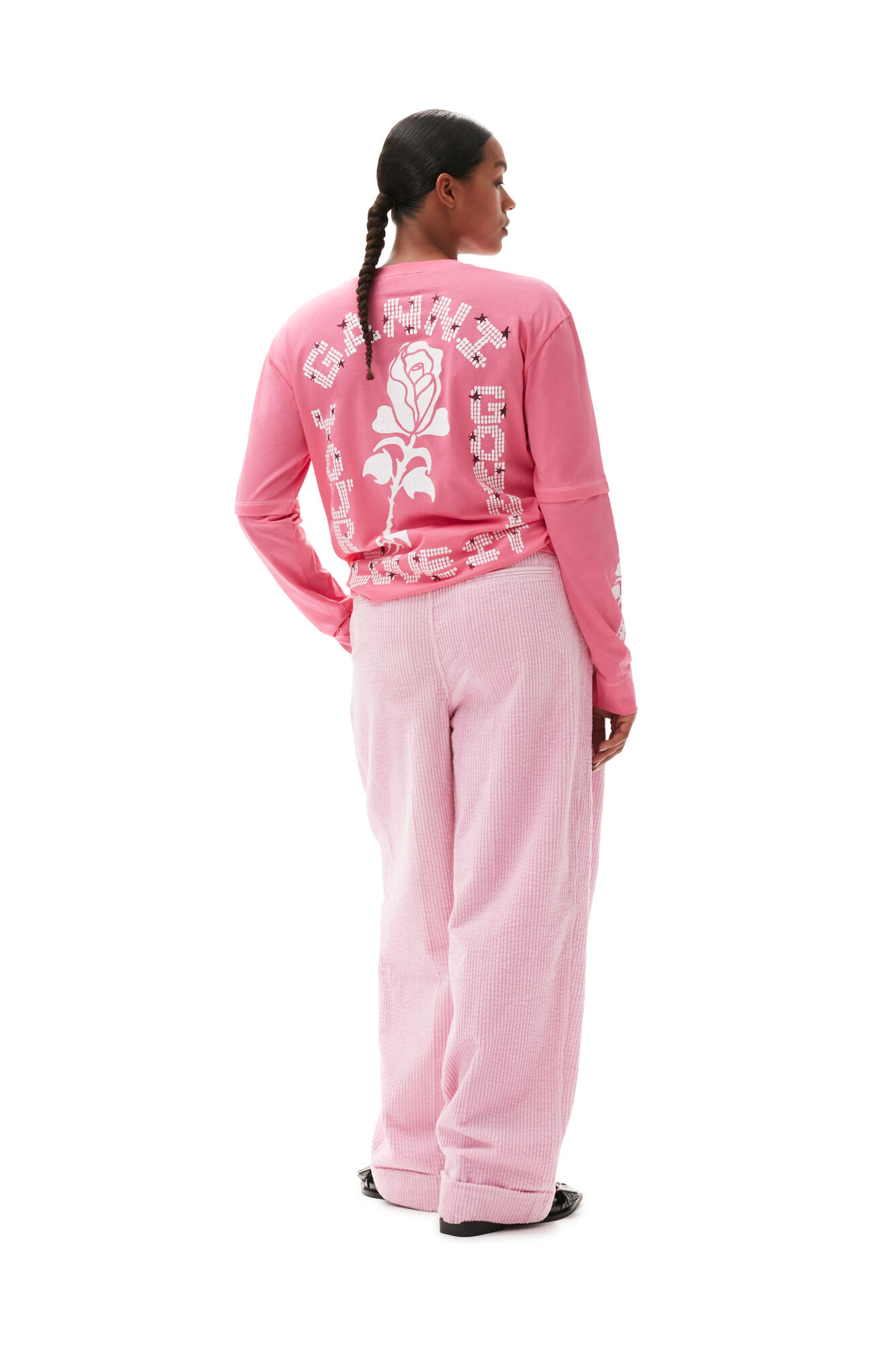 Langarm-T-Shirt, Cotton, in colour Shocking Pink - 3 - GANNI