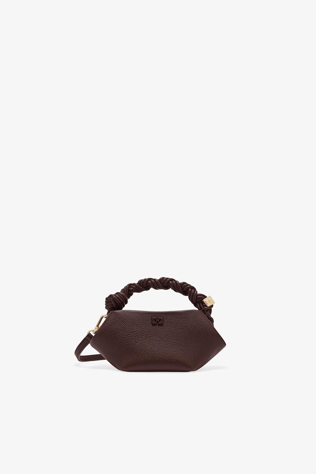 Brown Grained Mini Bou Bag, Recycled Polyester, in colour Chicory Coffee - 1 - GANNI