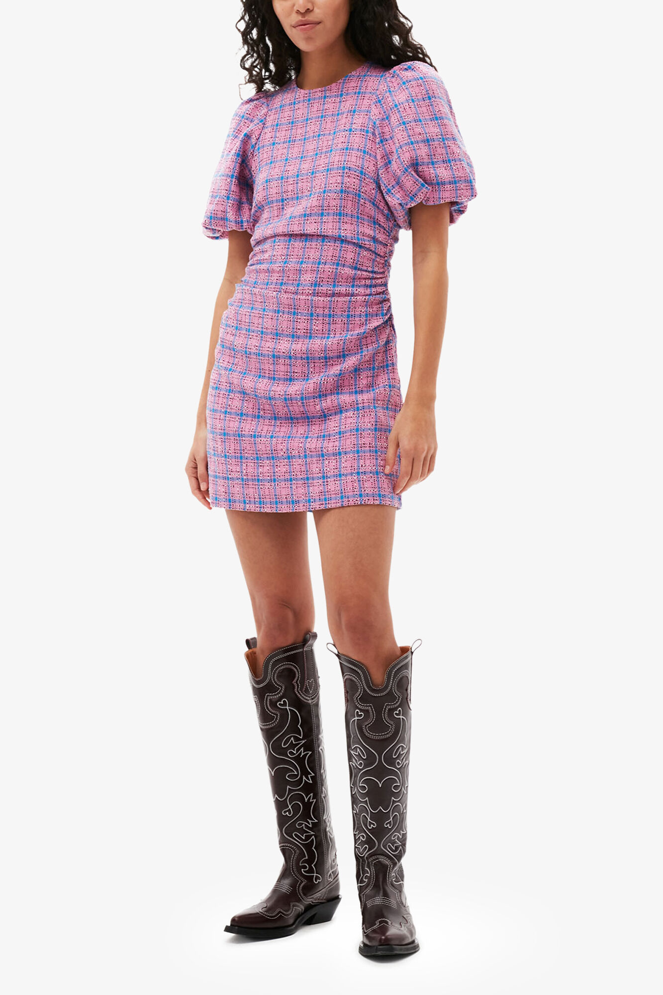 Wild Orchid Check Suiting Mini Dress | GANNI (Global) SA