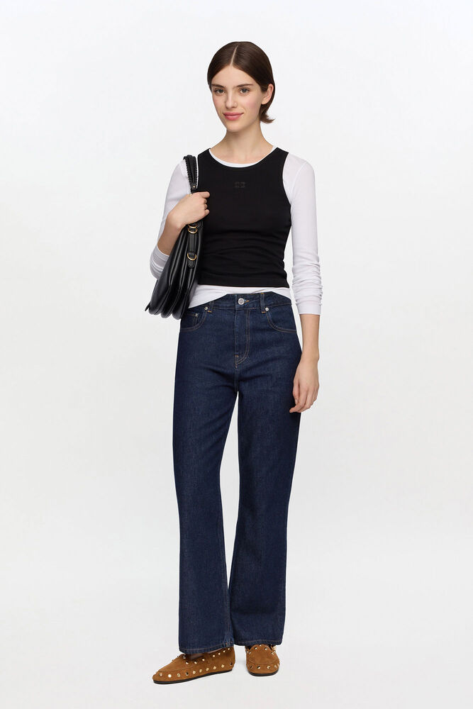 Betzy Cropped Jeans in Dark Rinse Denim, Rinse