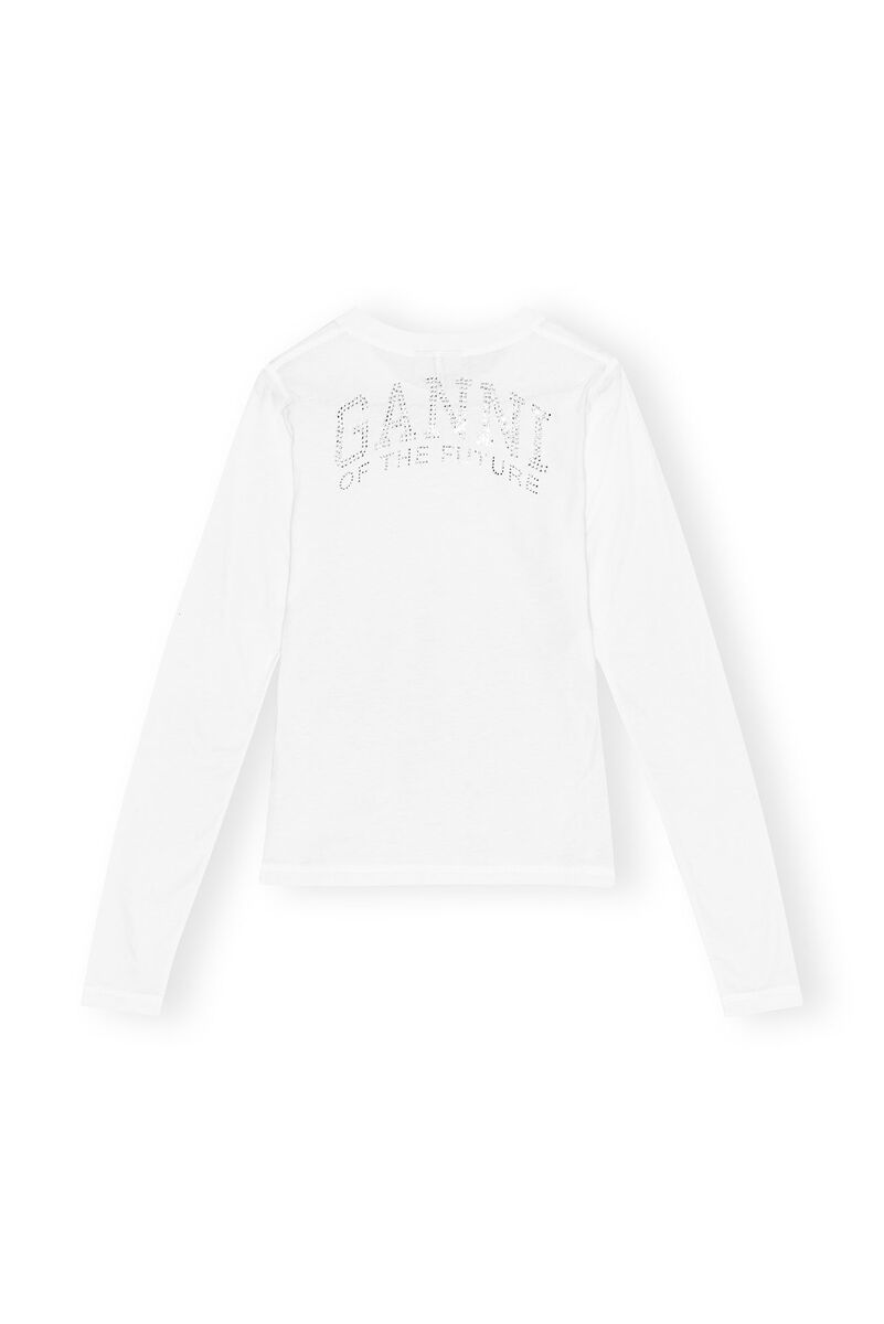 T-shirt Future White Jersey Rhinestone, Organic Cotton, in colour Bright White - 2 - GANNI
