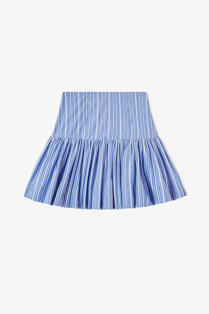 Skirt in Blue Stripes, Organic Cotton, in colour Nouvean Navy - 1 - GANNI