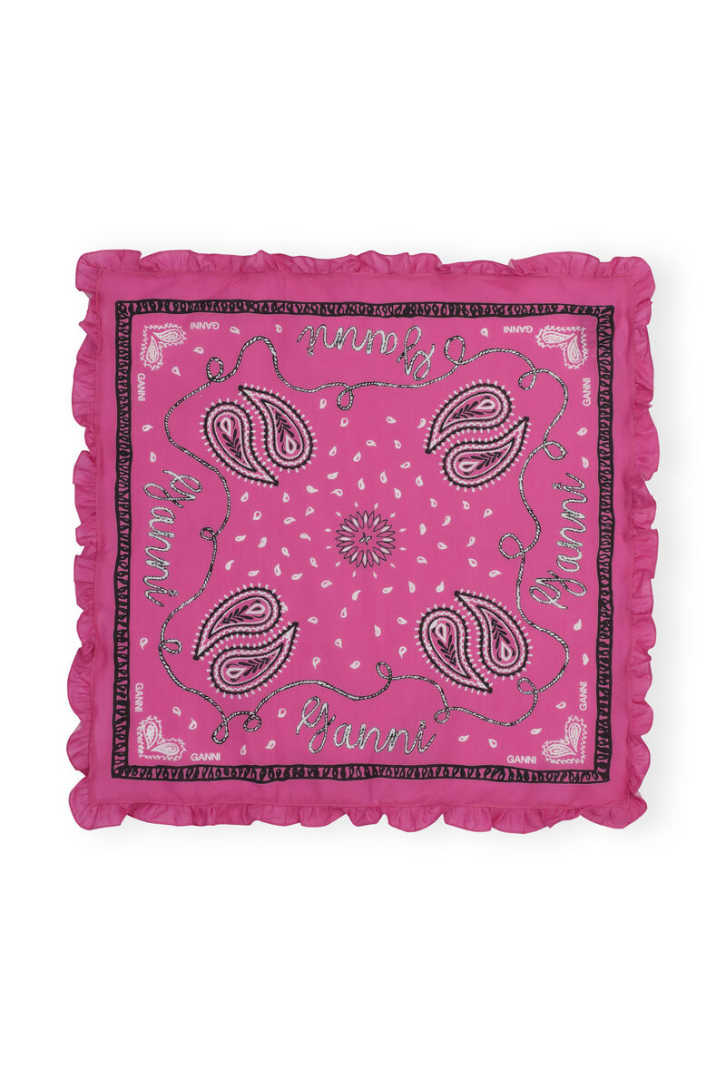 Bandana, Cotton, in colour Phlox Pink - 2 - GANNI
