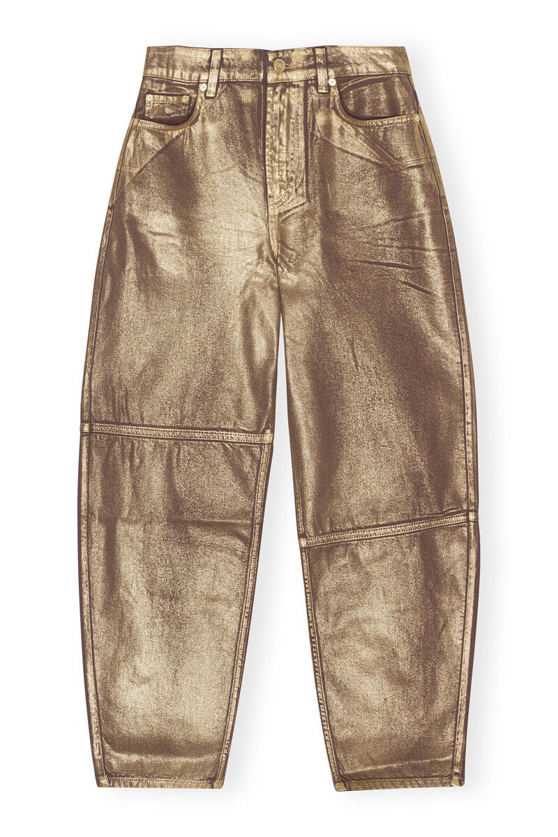 Goldene Foil-Stary-Jeans , Cotton, in colour Gold - 1 - GANNI