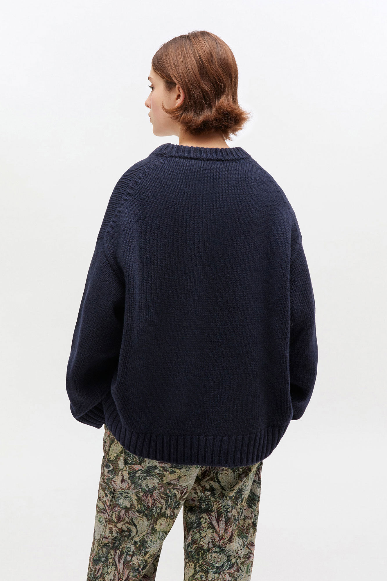 Dark Blue Wool Mix Sweater, Recycled Polyamide, in colour Sky Captain - 3 - GANNI