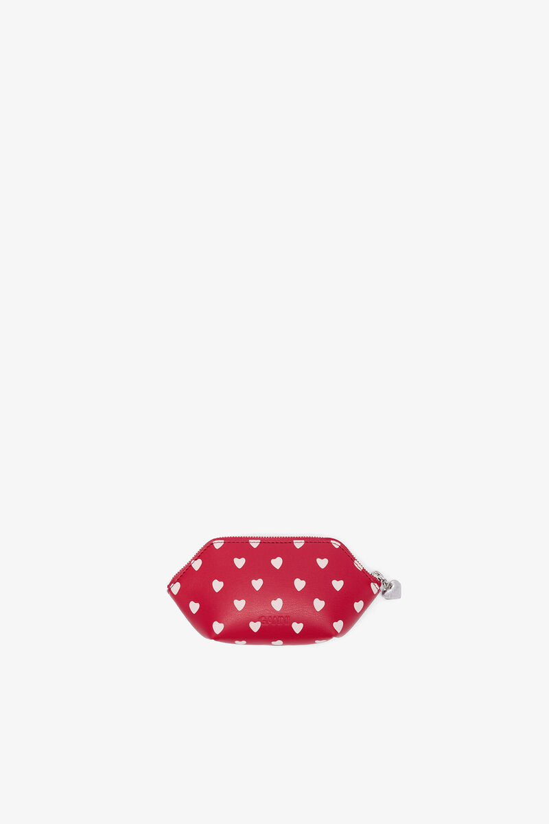Bou Coin Purse with Dots, Recycled Leather, in colour Barbados Cherry - 2 - GANNI