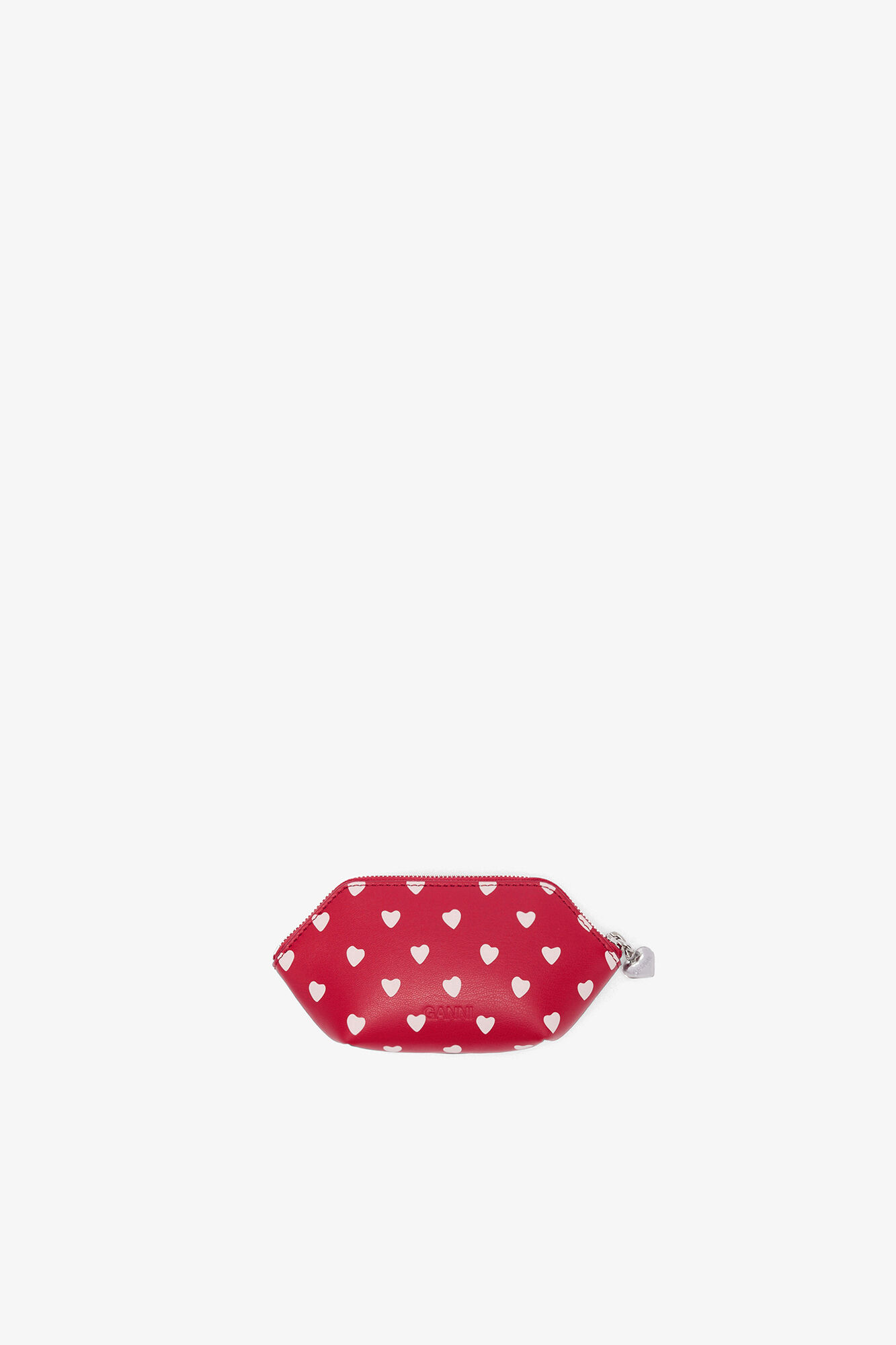 Bou Coin Purse with Dots, Recycled Leather, in colour Barbados Cherry - 2 - GANNI