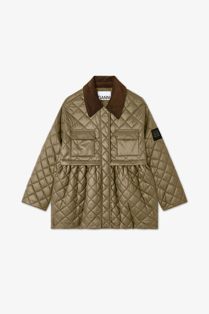 Green Quilt Midi Jacket, Kalamata