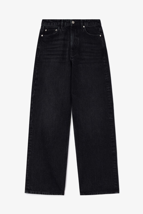 Lari Jeans in Black Rigid Denim, Black Washed