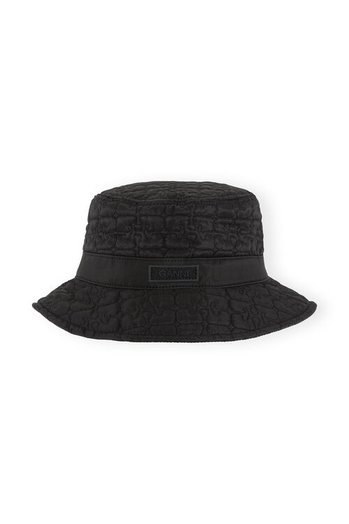가니 GANNI Black Quilted Tech Bucket Hat