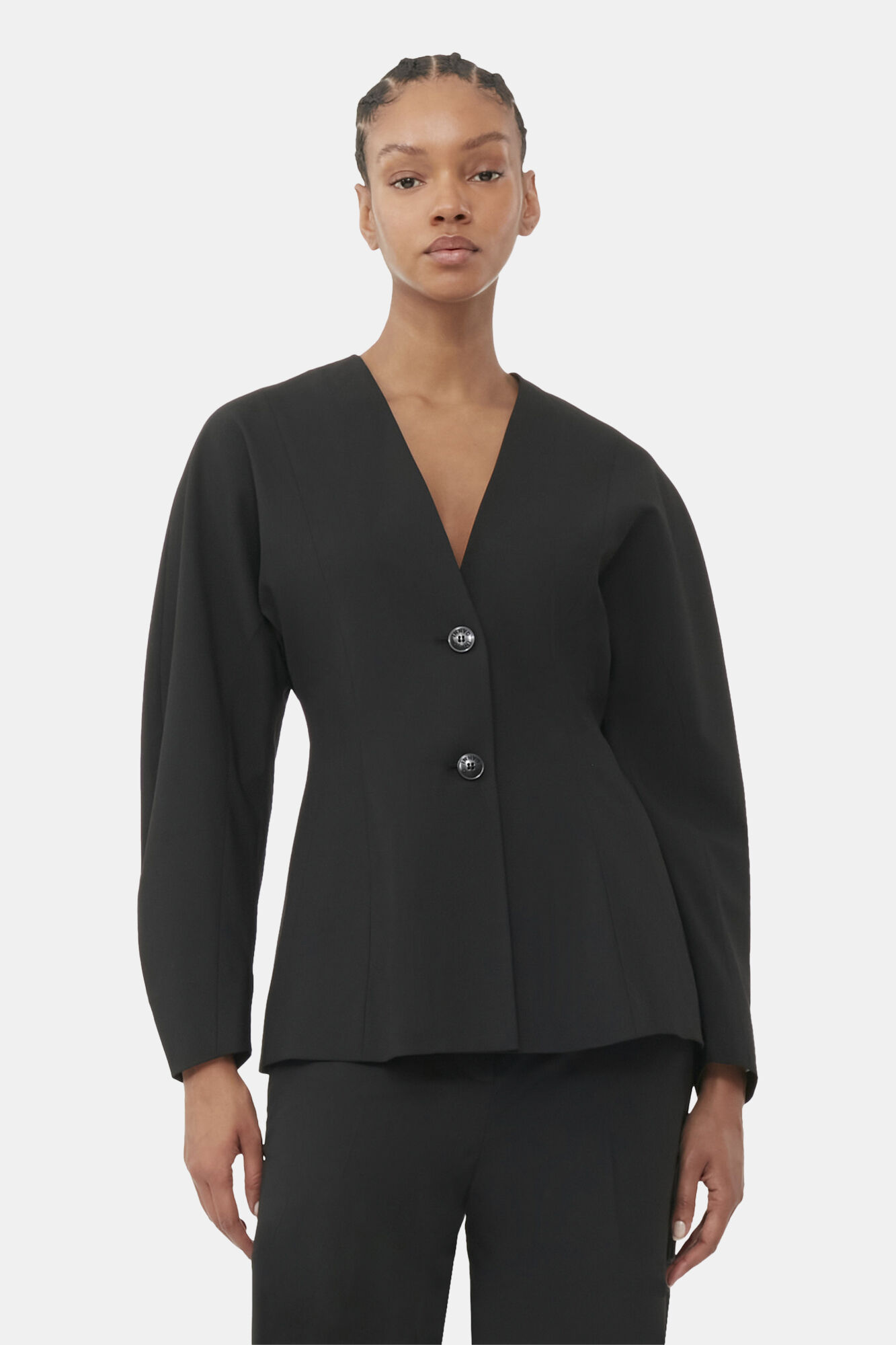 Black Black Fitted Drapey Melange Blazer | GANNI FR
