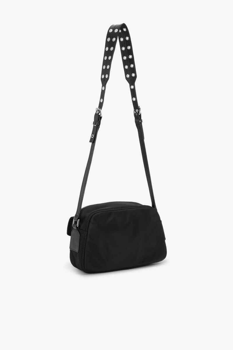 Black Bucky Camera Bag, Recycled Nylon, in colour Black - 2 - GANNI