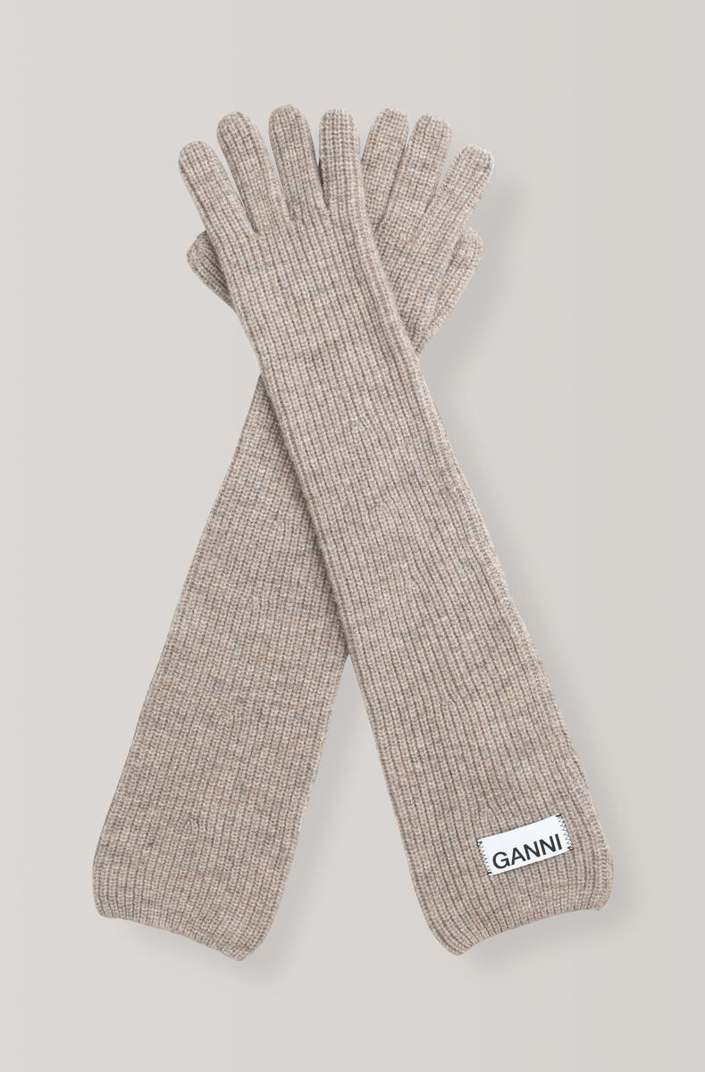 Knit Gloves, Polyamide, in colour Irish Cream - 1 - GANNI