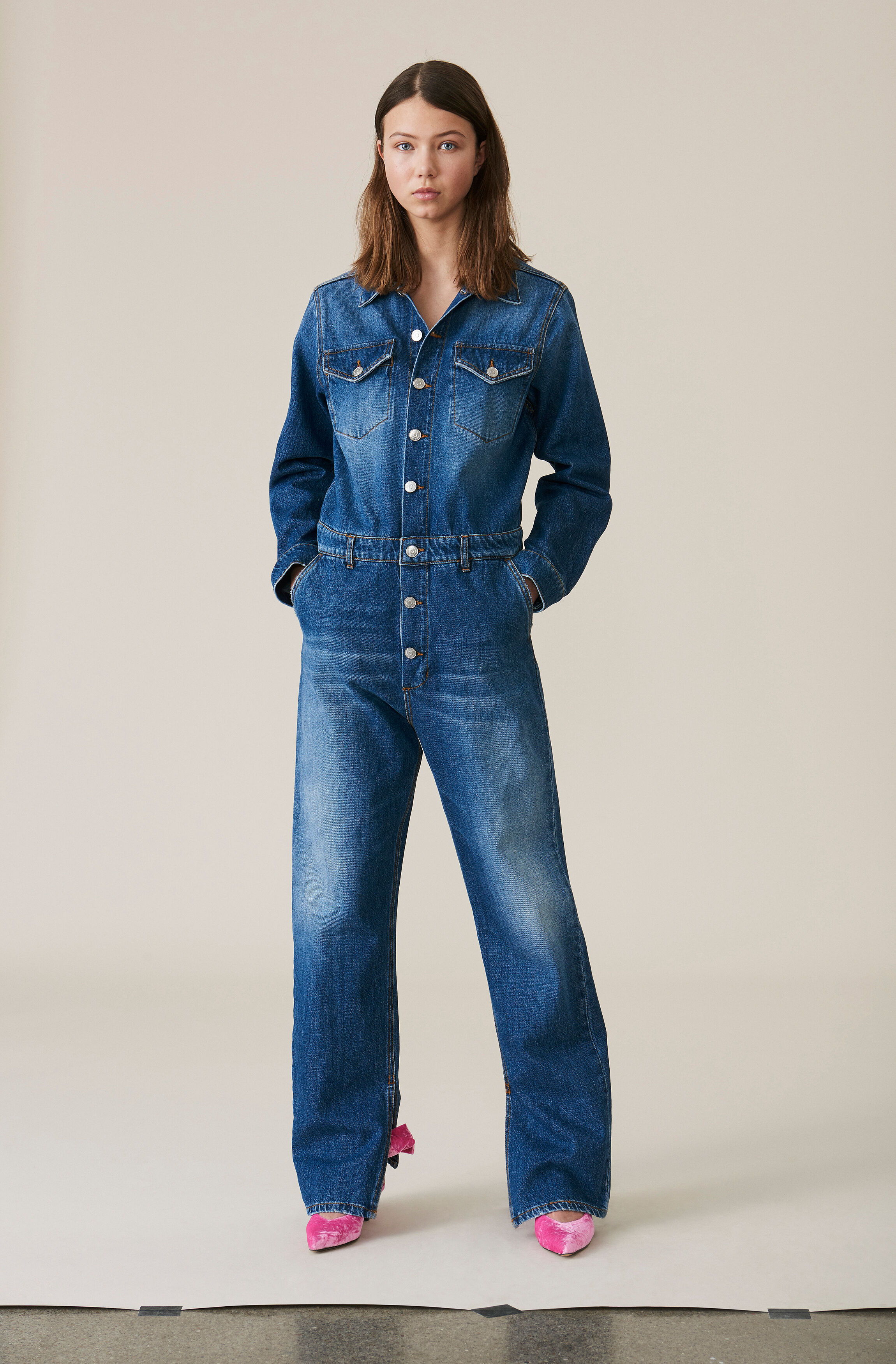 ganni denim jumpsuit