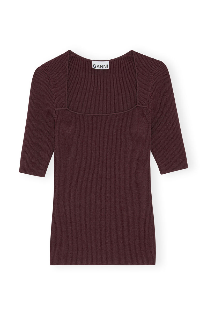 Melange-Strickbluse, Elastane, in colour Port Royale - 1 - GANNI
