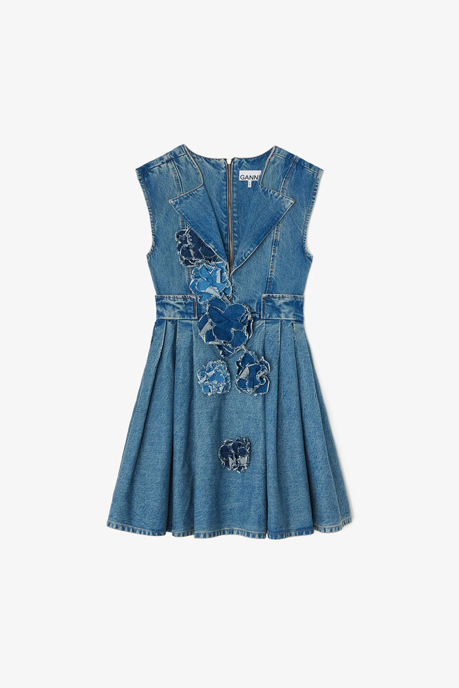 Dress in Rigid Denim, Mid Blue Stone