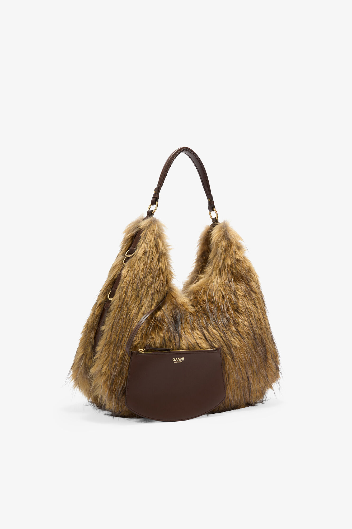 Alternative Fur Large Kat Bag, Recycled Polyester, in colour Foxtrot - 2 - GANNI