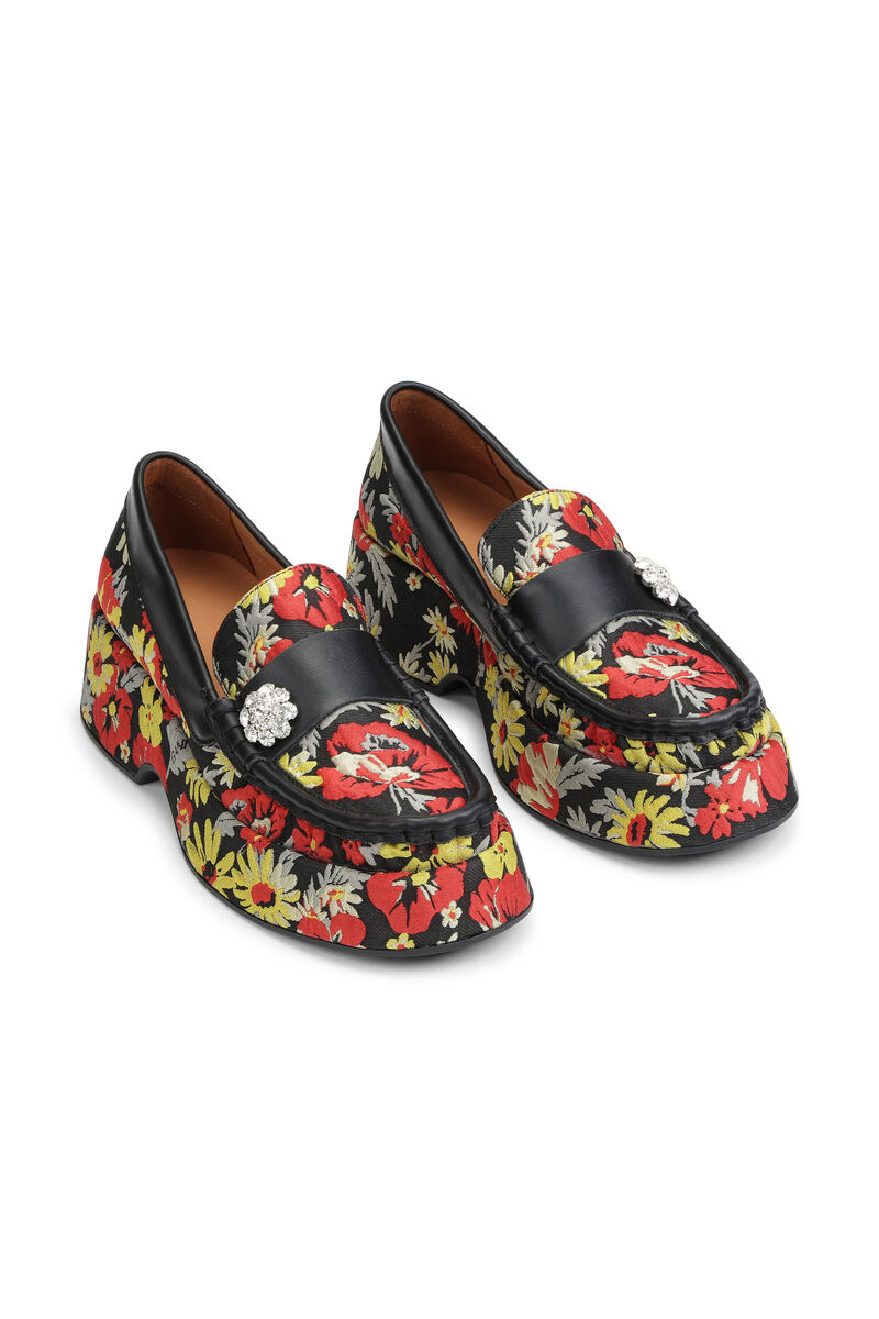 Retro Jewel Loafers, Polyamide, in colour Meadow Black - 3 - GANNI