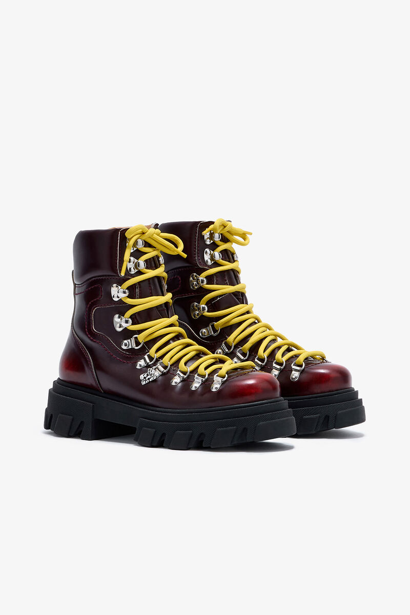 Cleated Mountain Boot in Burgundy, Polyurethane, in colour Black/Dark Burgundy - 4 - GANNI