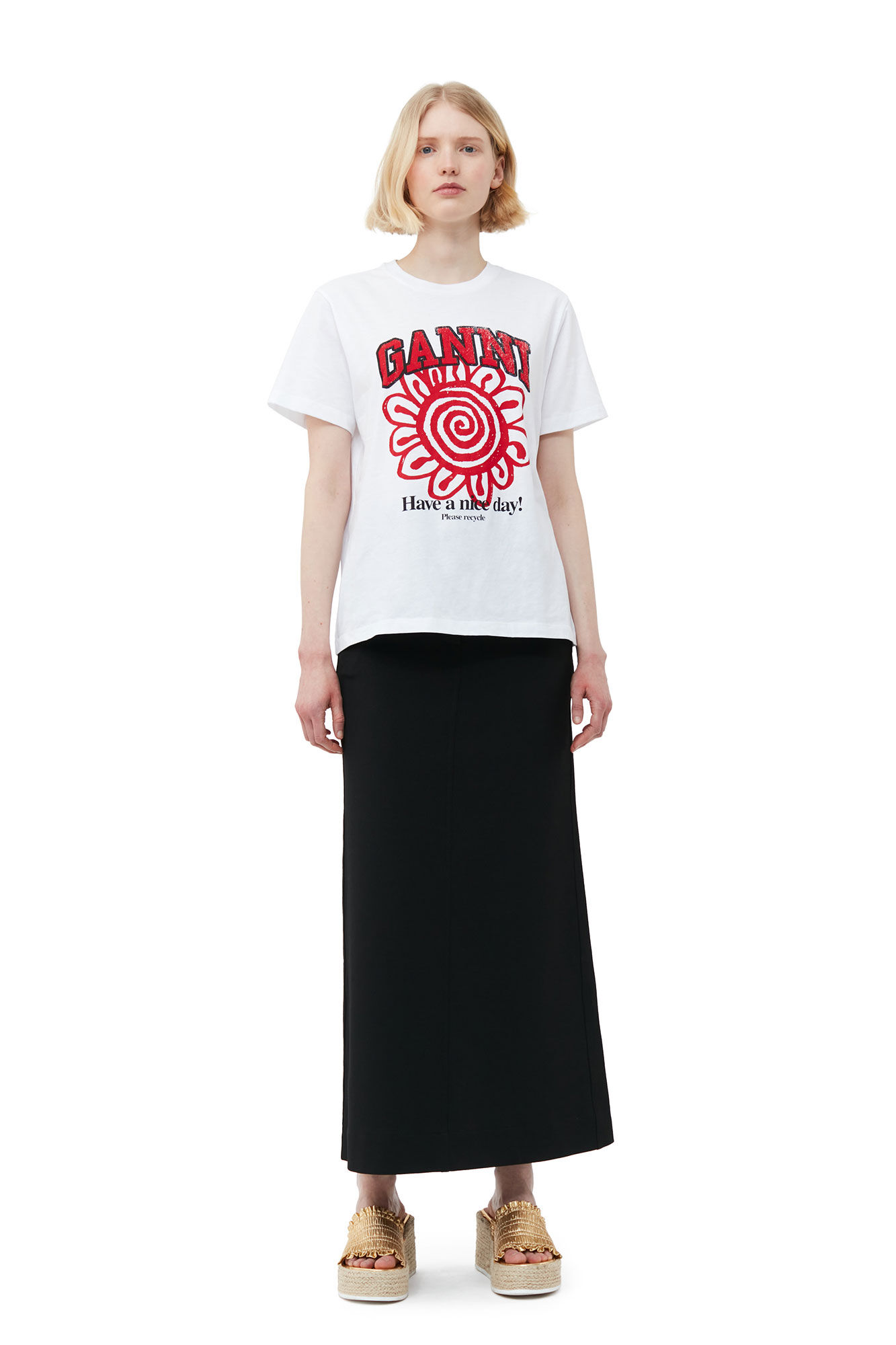 Ganni Relaxed Red Flower T-shirt