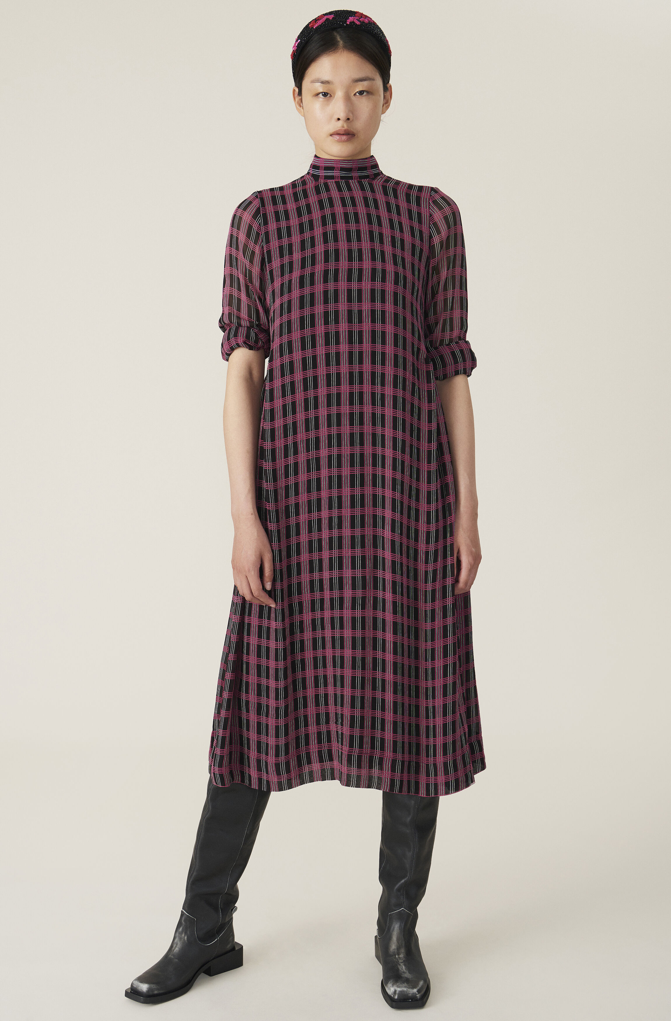 ganni georgette midi dress